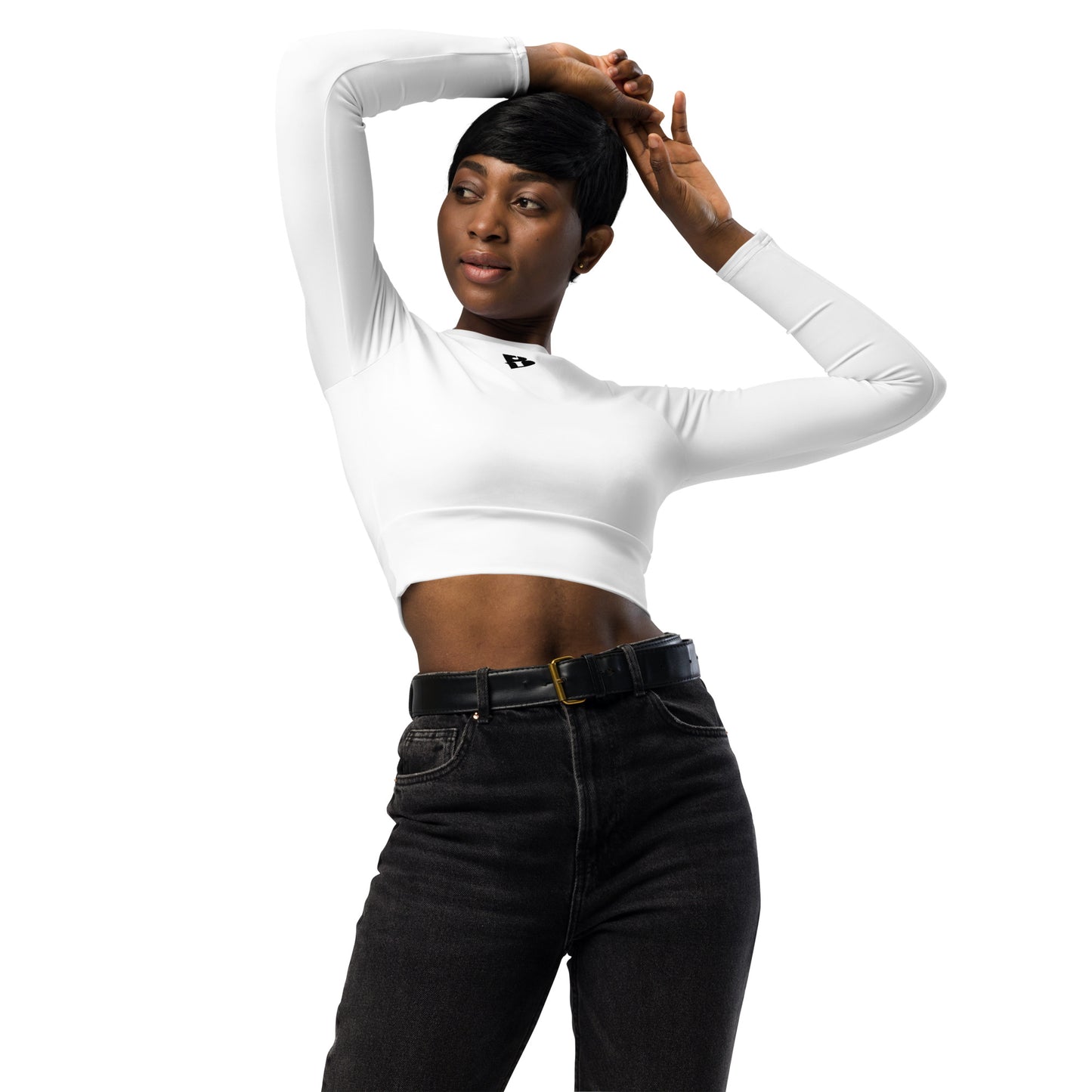 Recycled IzyBeats logo long-sleeve crop top