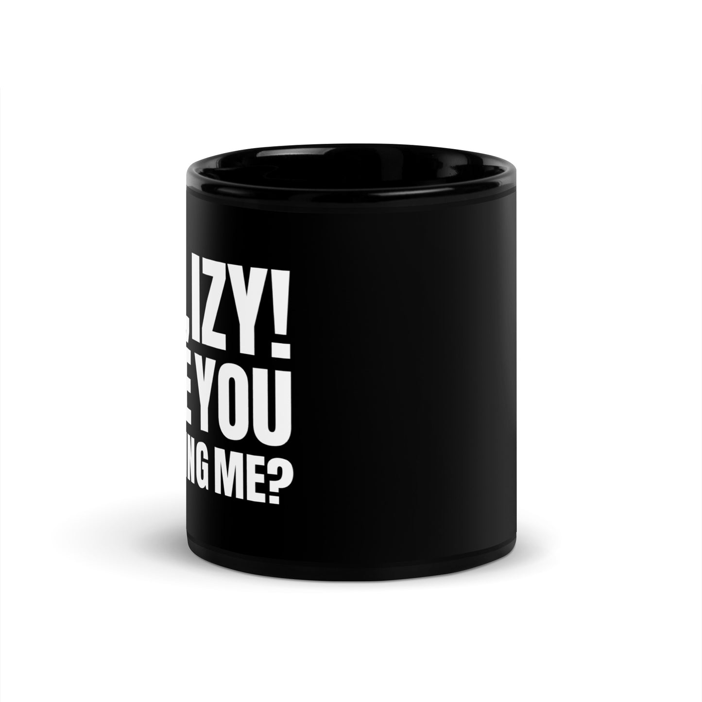 Black “Yo, Izy!” Glossy Mug