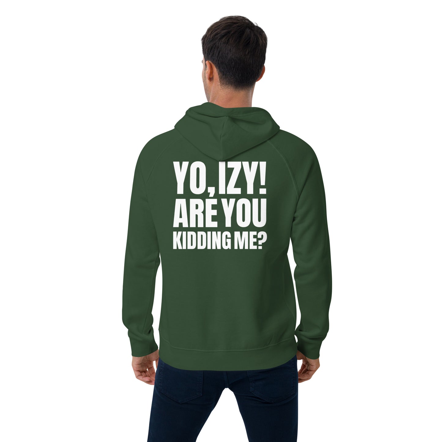 Unisex “Yo,Izy!” eco raglan hoodie