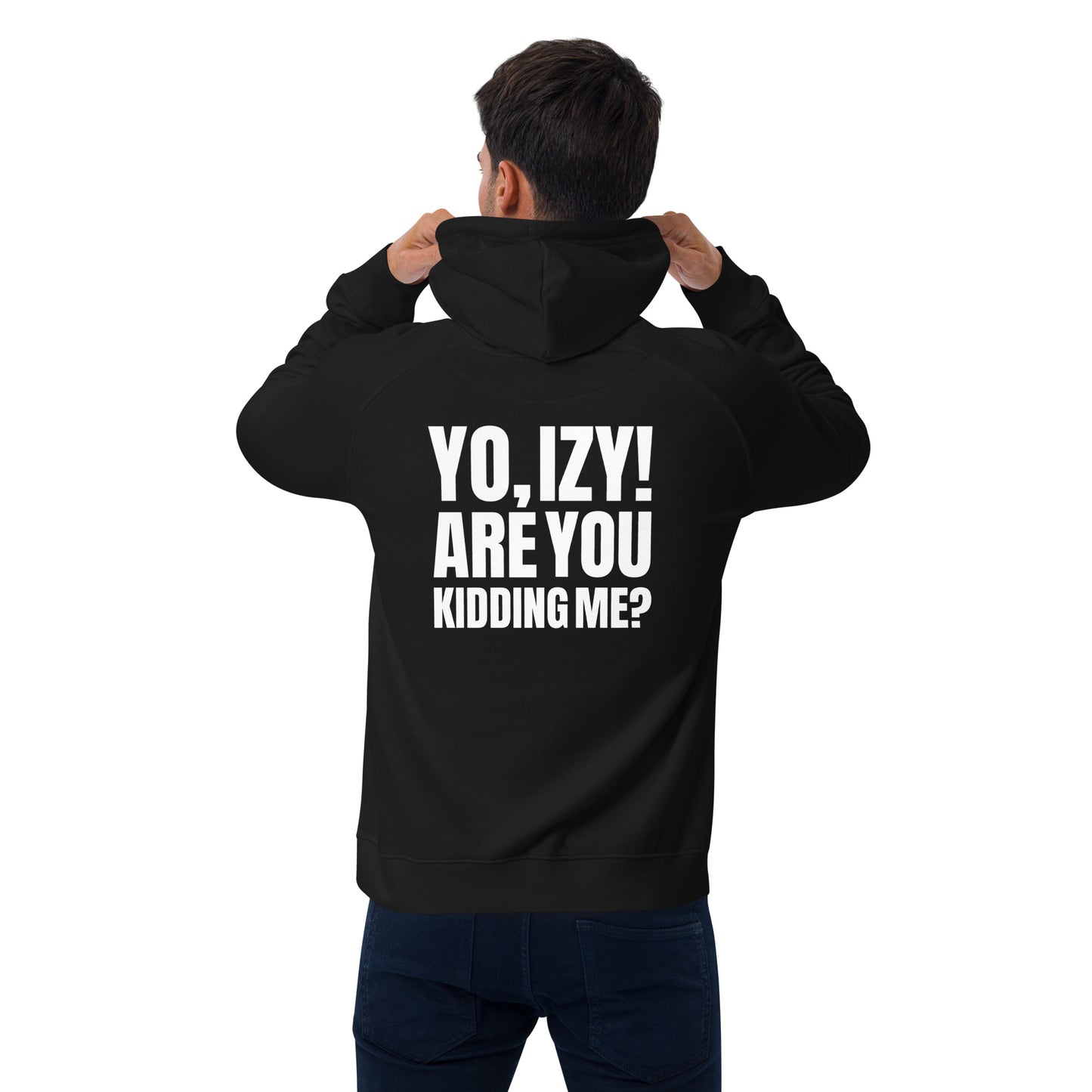 Unisex “Yo,Izy!” eco raglan hoodie