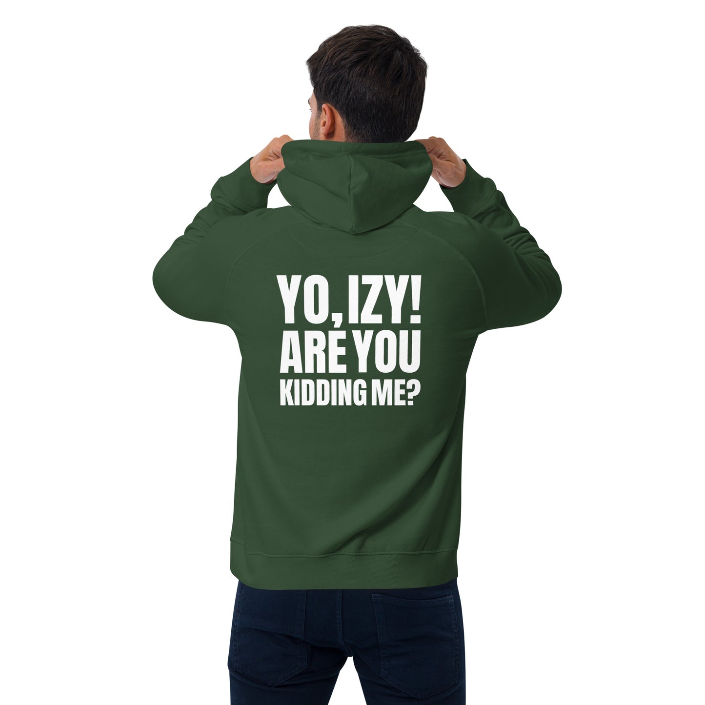 Unisex “Yo,Izy!” eco raglan hoodie