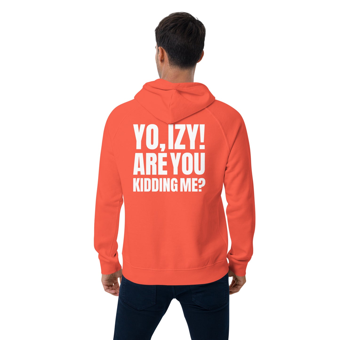 Unisex “Yo,Izy!” eco raglan hoodie