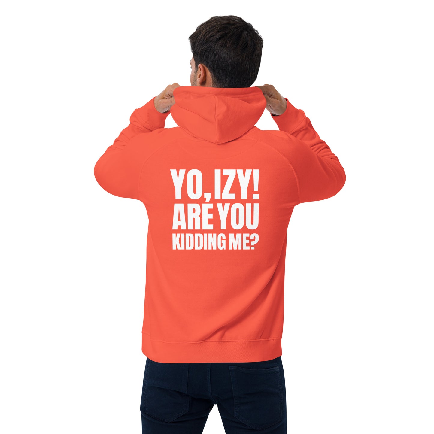 Unisex “Yo,Izy!” eco raglan hoodie